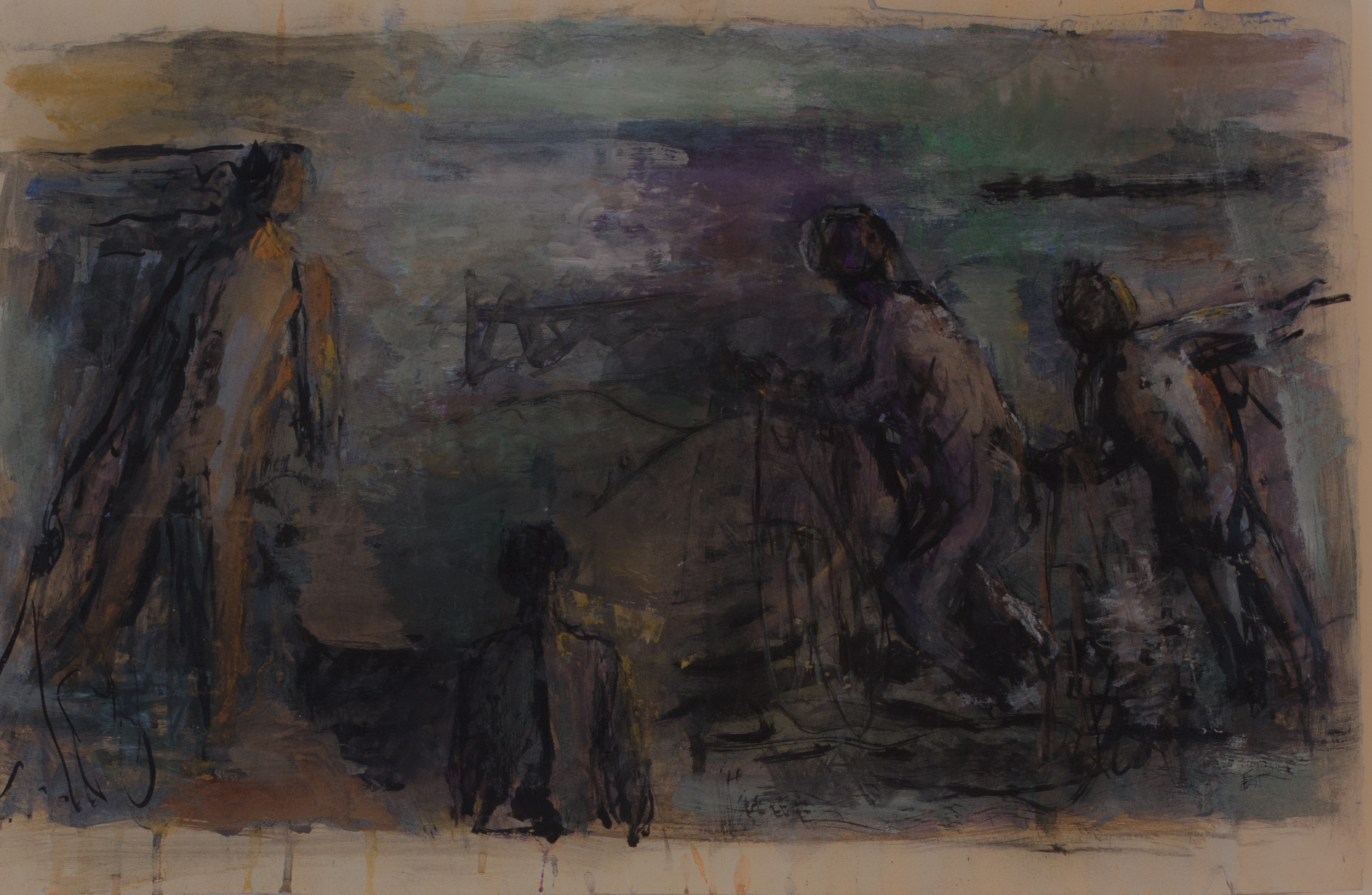 Painting: Running Figures (#58) by Eleanor Hilowitz (1913 - 2007)